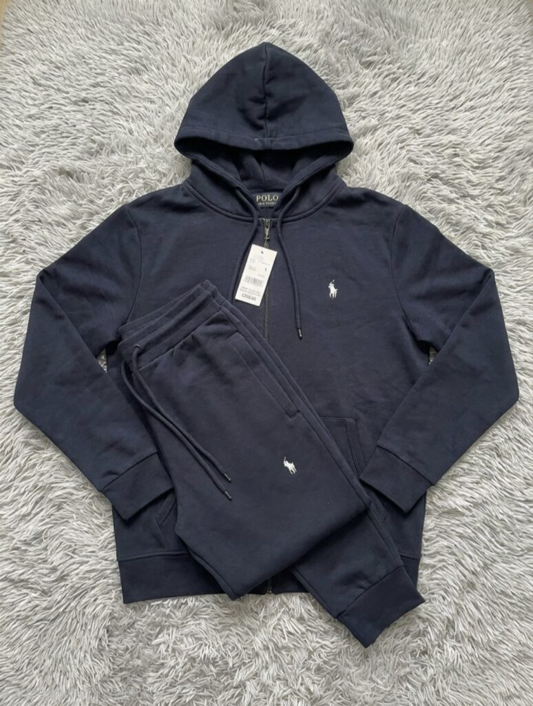 Navy Full Zip Tracksuit with Small Chest Emblem