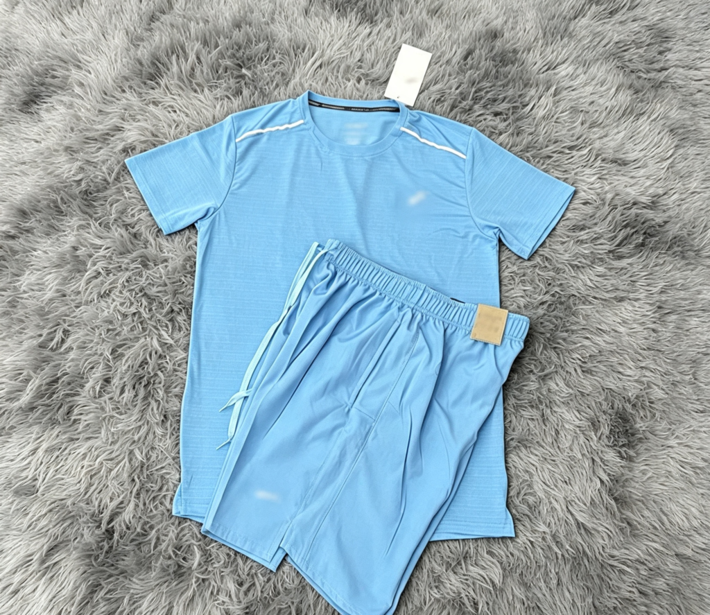Blue Short Set with Matching Trim